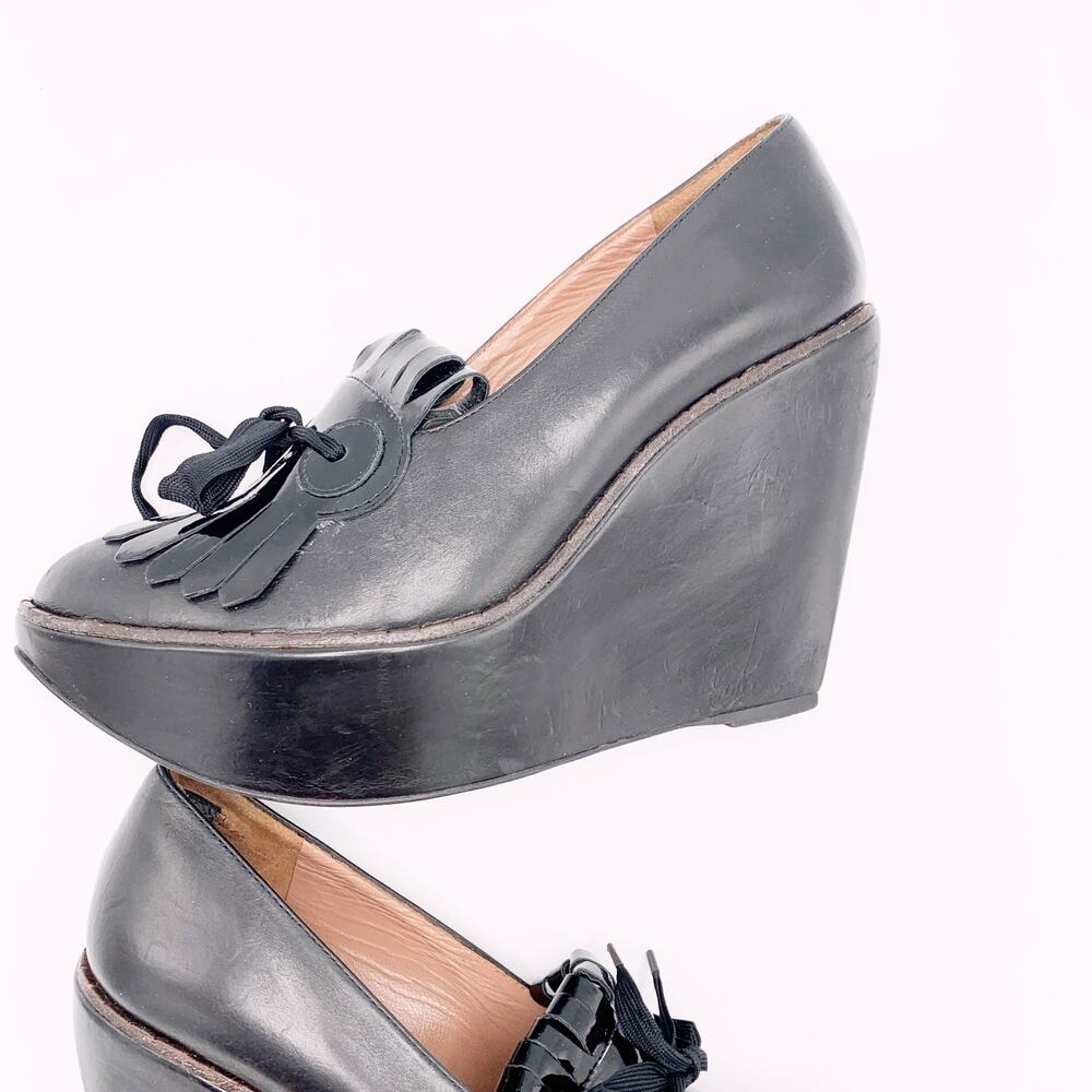 Robert Clergerie Fringe Platform Wedges - Picture 8 of 11